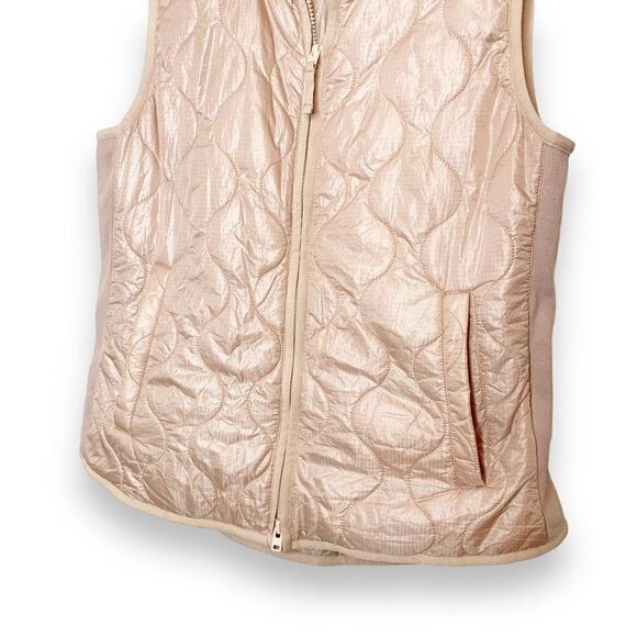 J. Crew Vest S Quilted Primaloft Pale Pink Full Zip Up Mock Neck Women’s Size S - Picture 3 of 11